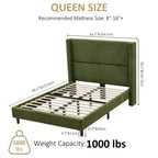 Struttura letto imbottita queen size con piattaforma