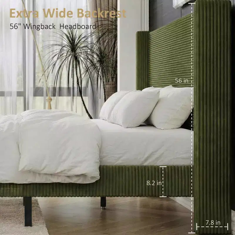 Struttura letto imbottita queen size con piattaforma
