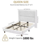 Struttura letto imbottita queen size con piattaforma