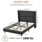 Struttura letto imbottita queen size con piattaforma