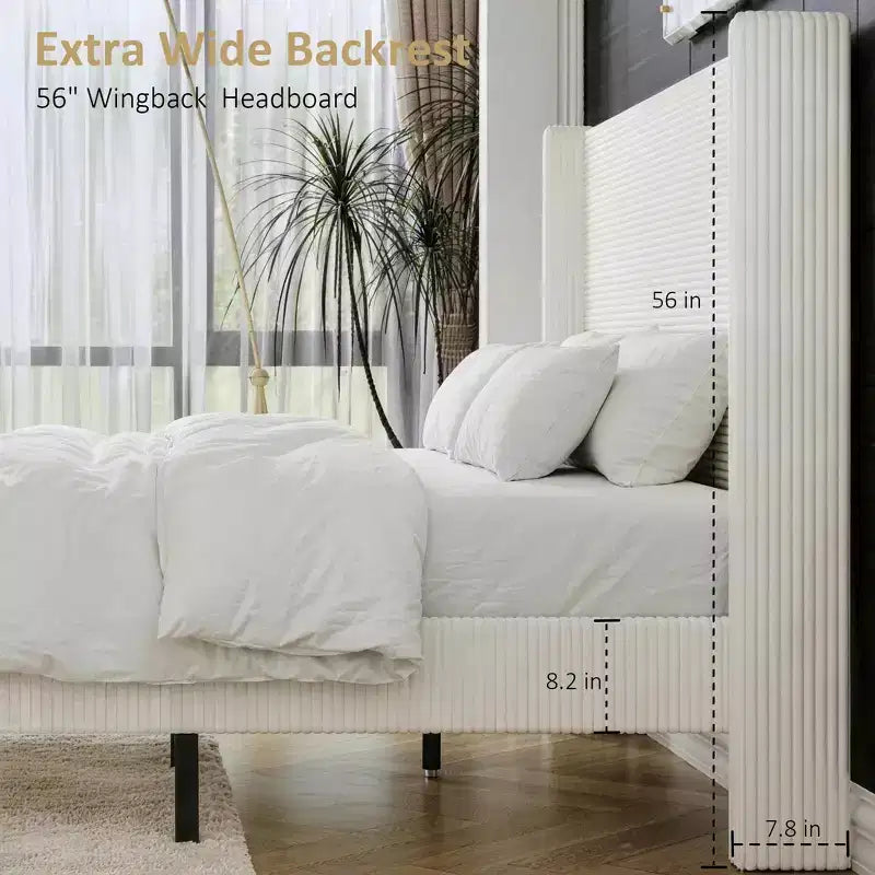 Struttura letto imbottita queen size con piattaforma