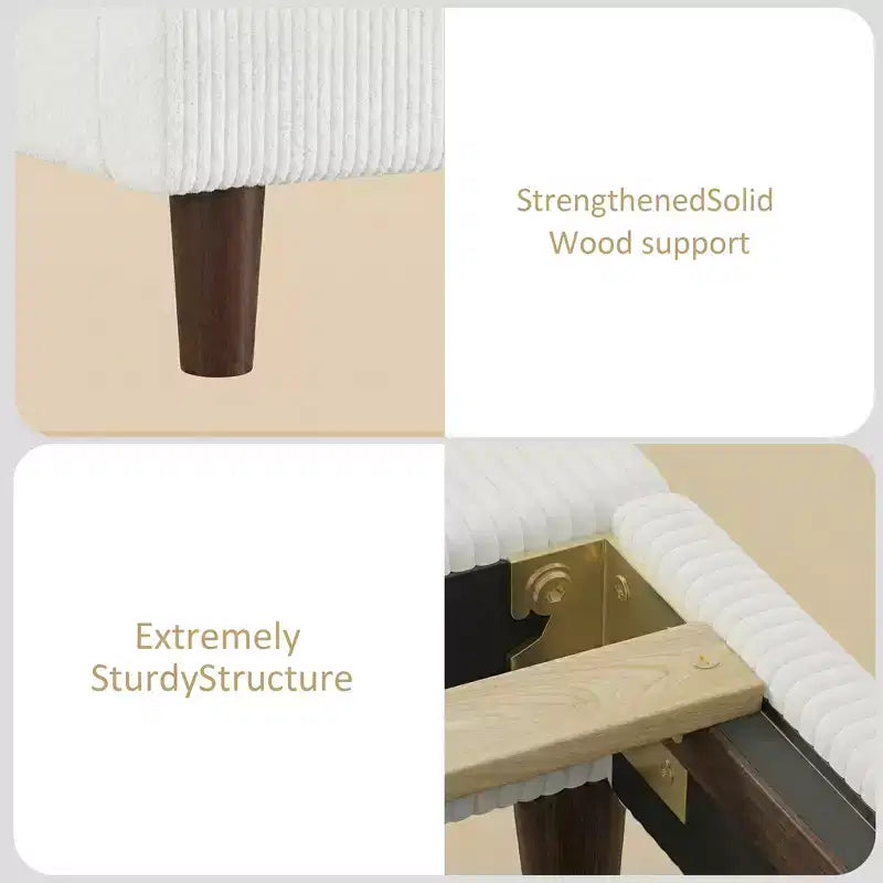 Struttura letto imbottita queen size con piattaforma