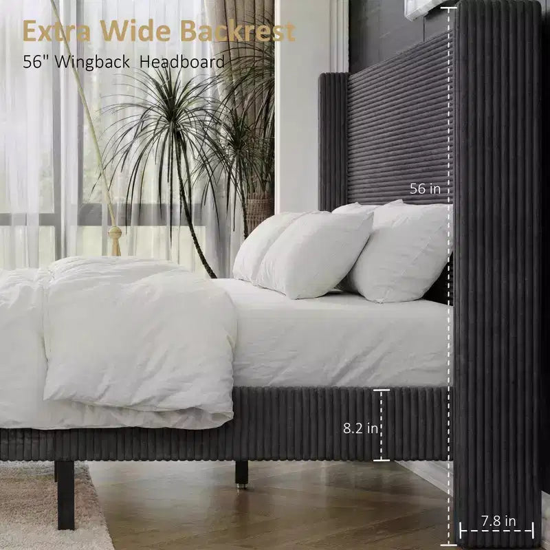 Struttura letto imbottita queen size con piattaforma