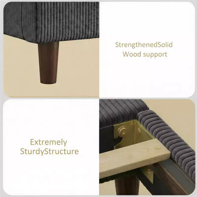 Struttura letto imbottita queen size con piattaforma