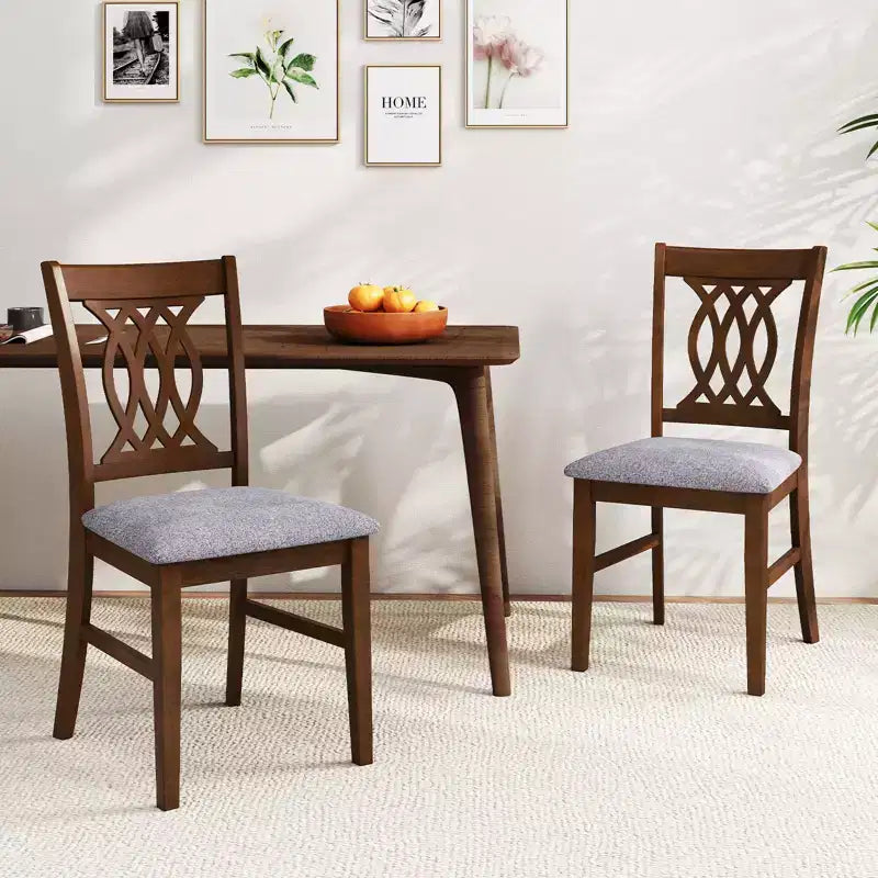 Sedie da pranzo set da 2 con seduta imbottita e schienale traforato