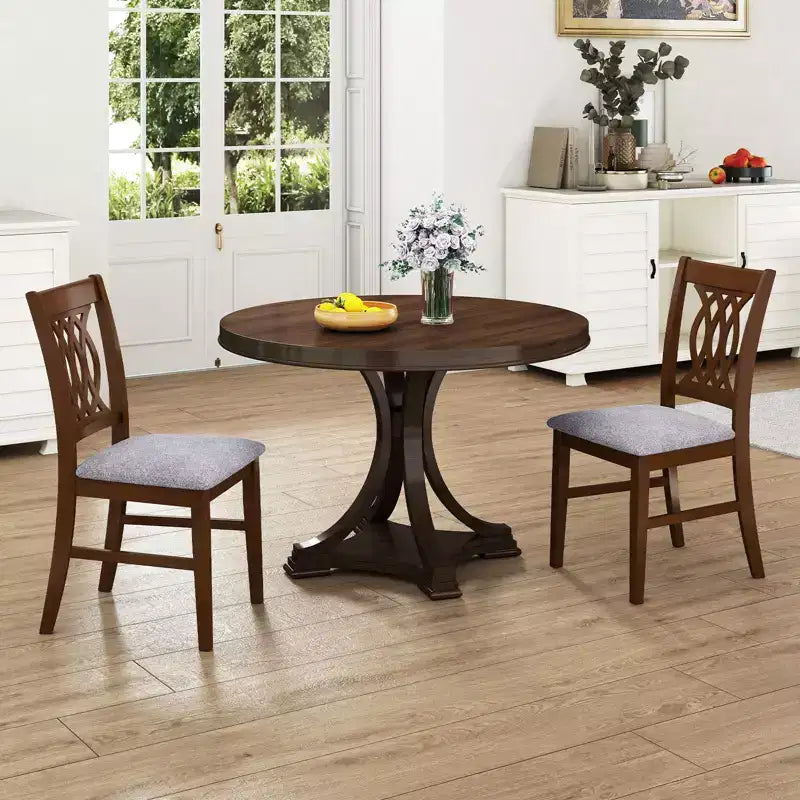 Sedie da pranzo set da 2 con seduta imbottita e schienale traforato