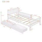 Letto a piattaforma in legno per letto singolo con sponde e due cassetti portaoggetti