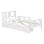 Letto a piattaforma in legno per letto singolo con sponde e due cassetti portaoggetti