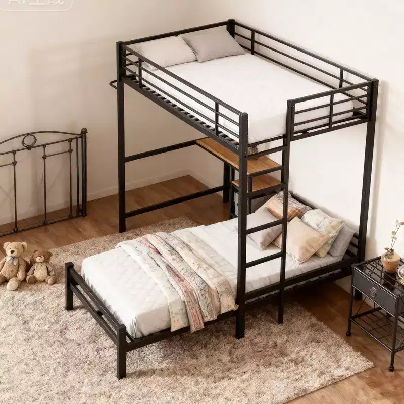 Letto a Castello a L con Struttura in Metallo Moderno Benson, Singolo su Singolo