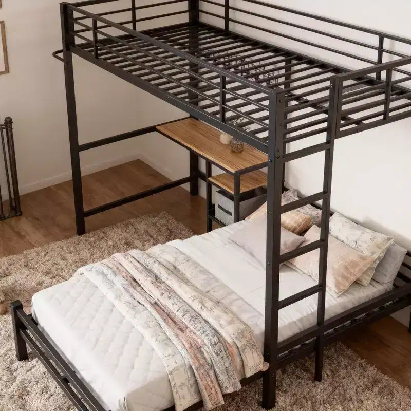 Letto a Castello a L con Struttura in Metallo Moderno Benson, Singolo su Singolo