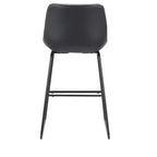 Set di due sedie da bar con schienale basso in similpelle nera e metallo, altezza bancone