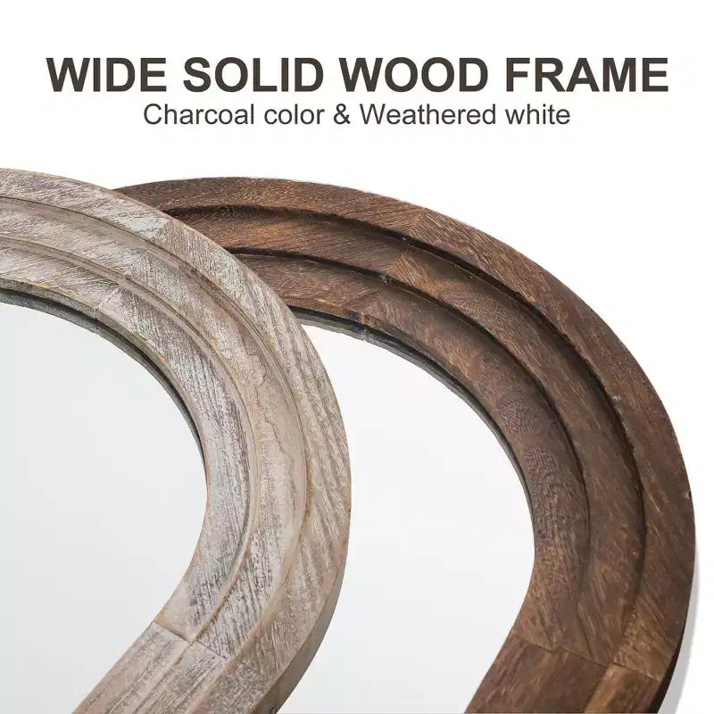 Specchio intero a forma di arco 64x21, rustico, da terra, con cornice in legno massiccio bianco invecchiato, a parete, in stile rustico, per camera da letto e soggiorno
