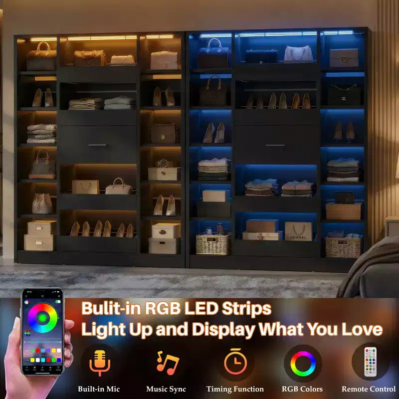 Scarpaia in legno con luci LED, Organizer Armadio Indipendente