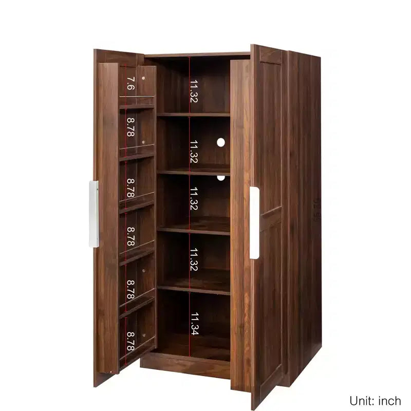 Mobile da Cucina Dispensa da 160 cm con Ante e Ripiani, Armadio Contenitore Indipendente per Sala da Pranzo, Credenza
