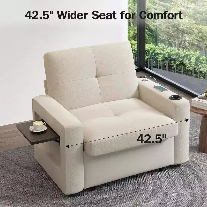 Poltrona Letto 3 in 1, Divano Letto Trasformabile Estraibile Largo 108 cm