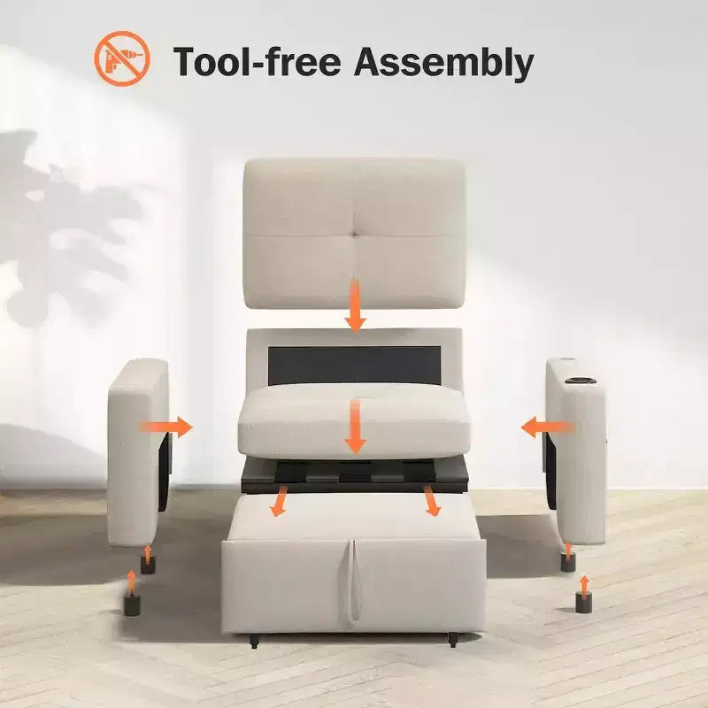 Poltrona Letto 3 in 1, Divano Letto Trasformabile Estraibile Largo 108 cm