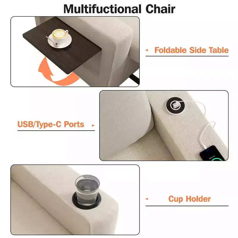 Poltrona Letto 3 in 1, Divano Letto Trasformabile Estraibile Largo 108 cm
