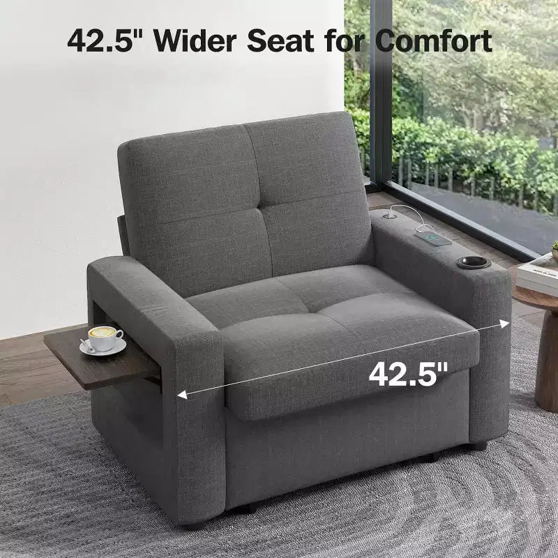 Poltrona Letto 3 in 1, Divano Letto Trasformabile Estraibile Largo 108 cm