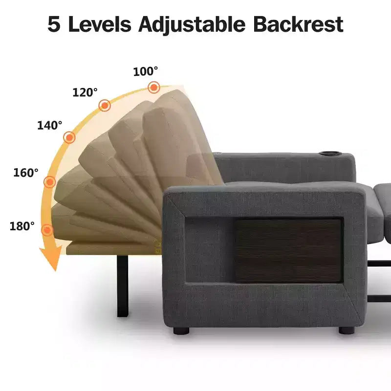 Poltrona Letto 3 in 1, Divano Letto Trasformabile Estraibile Largo 108 cm