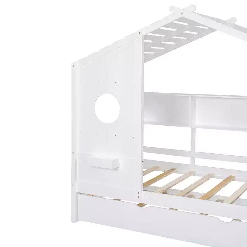 Letto a casetta una piazza con letto estraibile Design Moderno per Bambini
