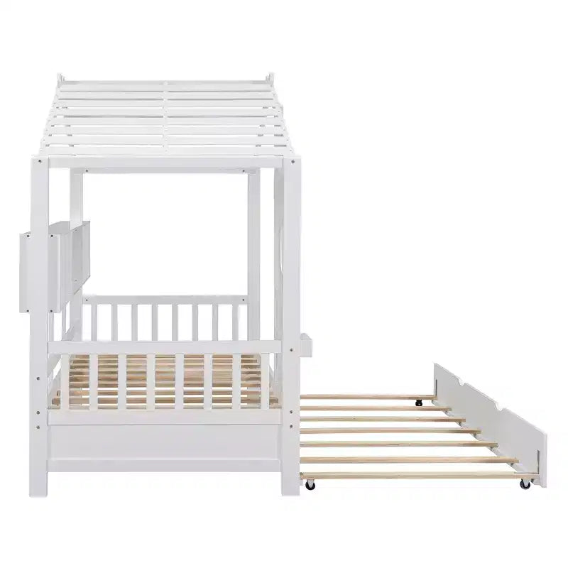 Letto a casetta una piazza con letto estraibile Design Moderno per Bambini