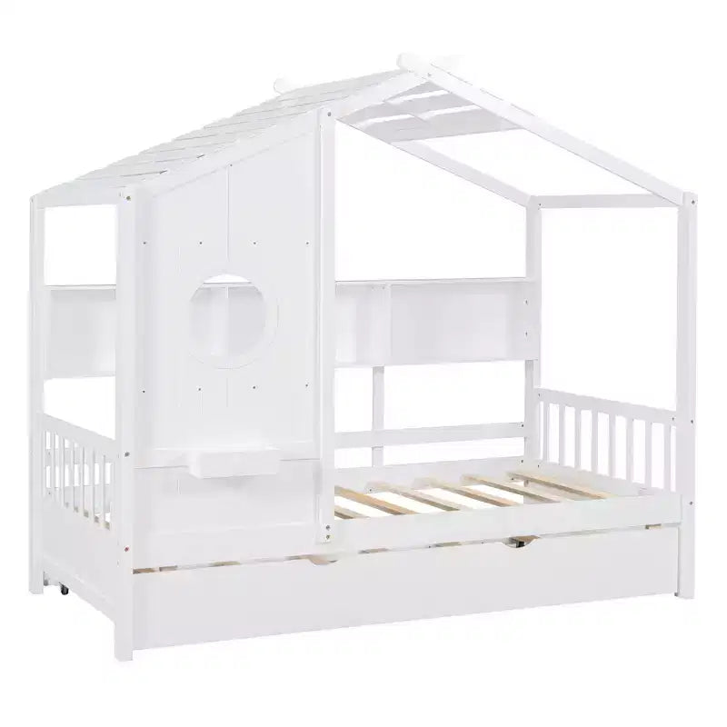 Letto a casetta una piazza con letto estraibile Design Moderno per Bambini