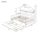 Letto a casetta in legno full size con letto estraibile singolo per bambini