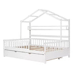 Letto a casetta in legno full size con letto estraibile singolo per bambini