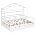 Letto a casetta in legno full size con letto estraibile singolo per bambini