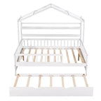 Letto a casetta in legno full size con letto estraibile singolo per bambini