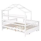 Letto a casetta in legno full size con letto estraibile singolo per bambini