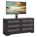 Modern TV Stand with Mount for 32-85 TVs  6-Drawer Rattan Dresser  Media Console with Generous Storage for Living Room or Bedroom