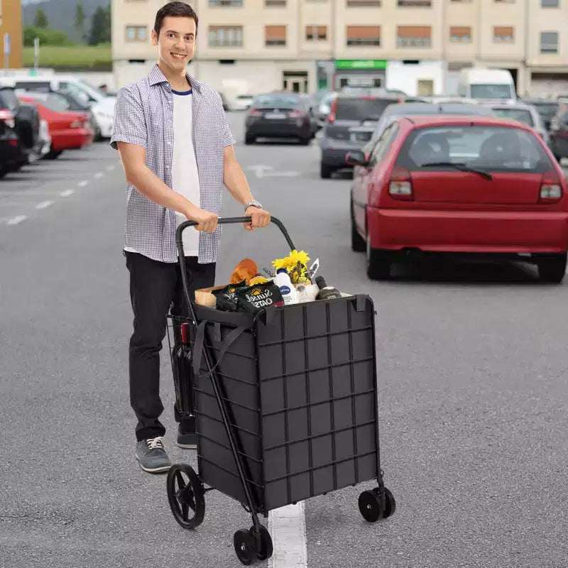 Carrello per la spesa pieghevole con due cestini