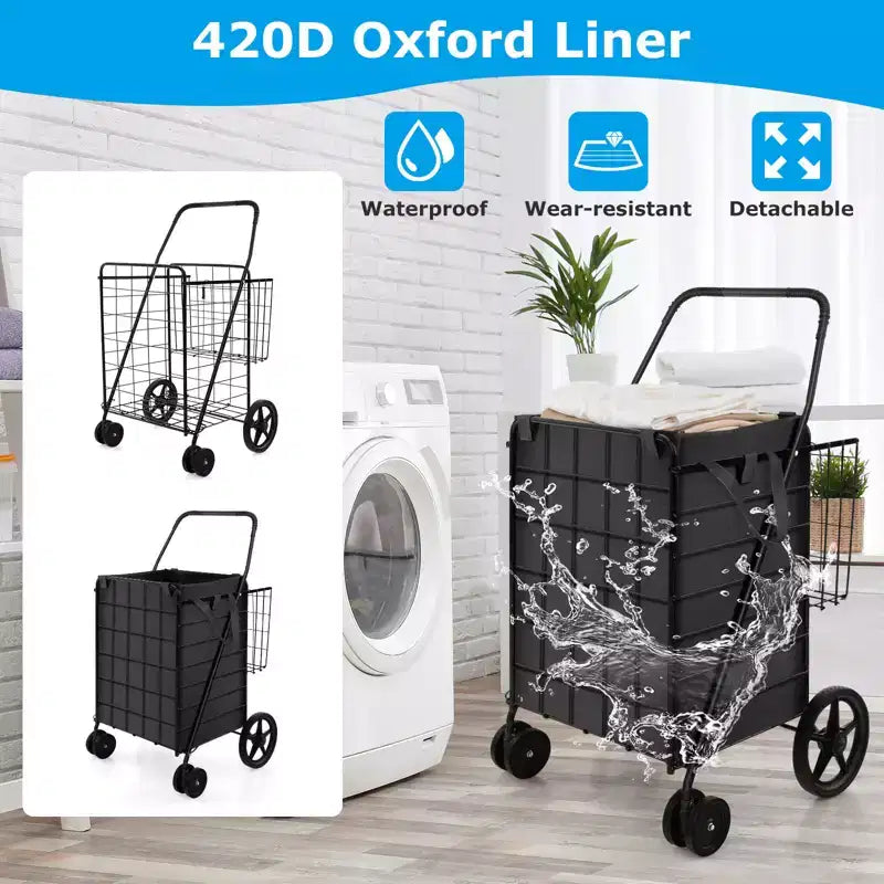 Carrello per la spesa pieghevole con due cestini