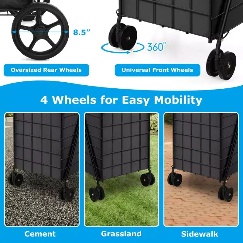 Carrello per la spesa pieghevole con due cestini