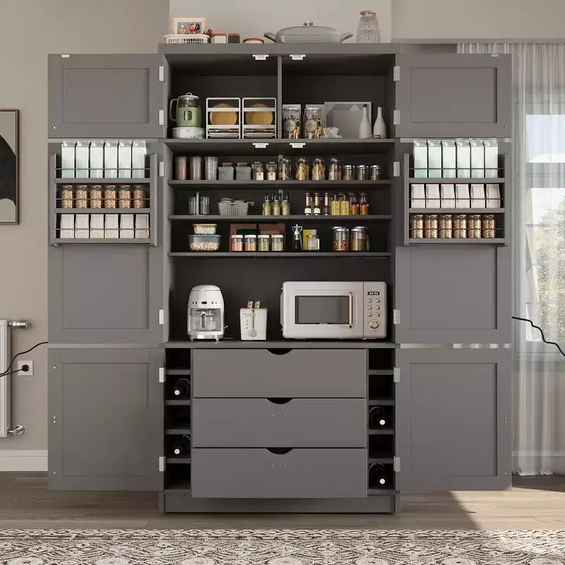 Dispensa da cucina autoportante alta 203,4 cm, buffet, armadio contenitore grande
