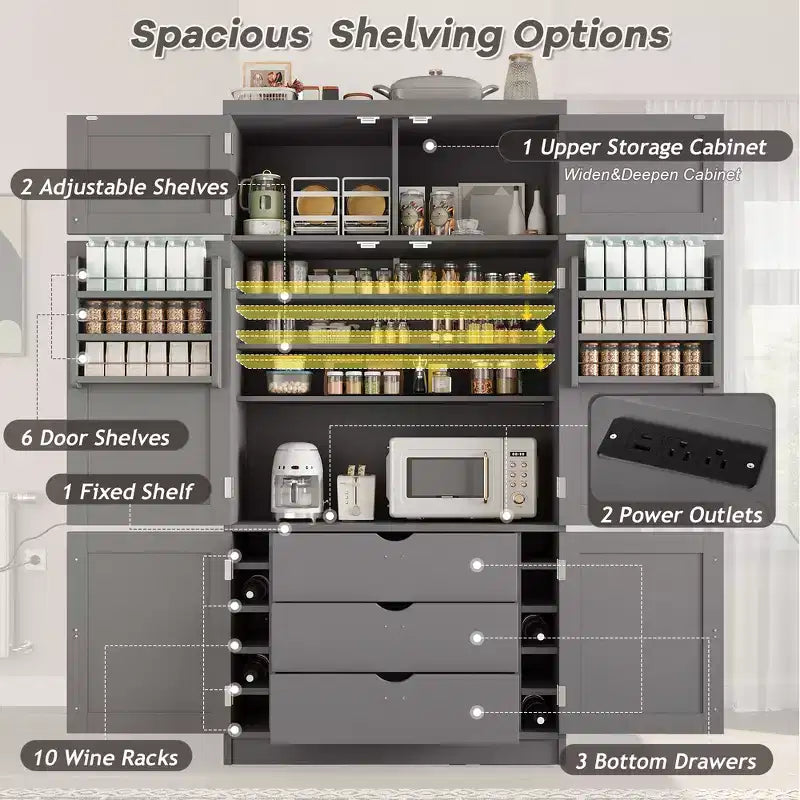 Dispensa da cucina autoportante alta 203,4 cm, buffet, armadio contenitore grande