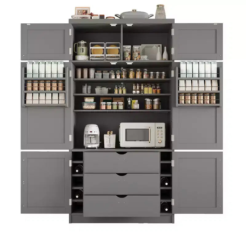 Dispensa da cucina autoportante alta 203,4 cm, buffet, armadio contenitore grande