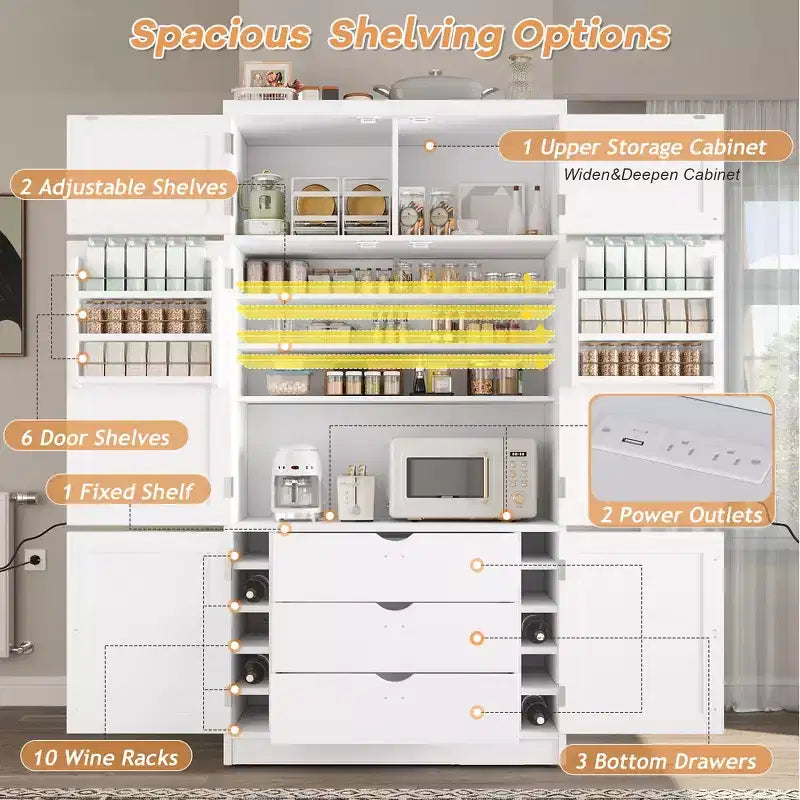 Dispensa da cucina autoportante alta 203,4 cm, buffet, armadio contenitore grande
