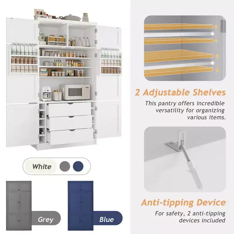 Dispensa da cucina autoportante alta 203,4 cm, buffet, armadio contenitore grande
