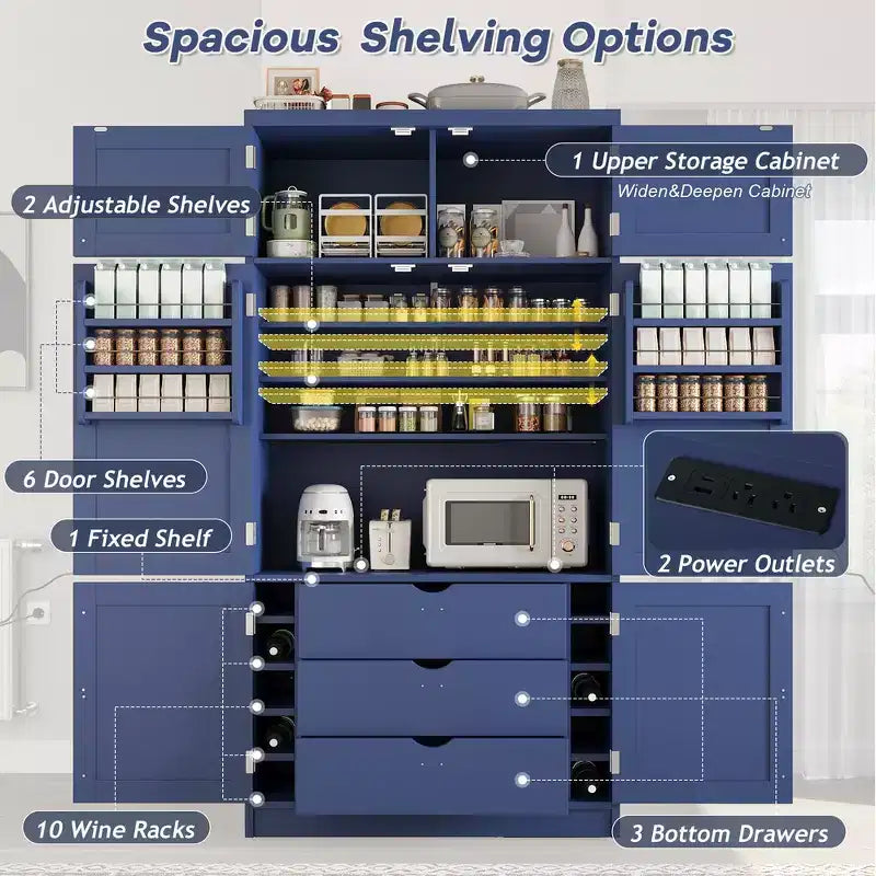 Dispensa da cucina autoportante alta 203,4 cm, buffet, armadio contenitore grande