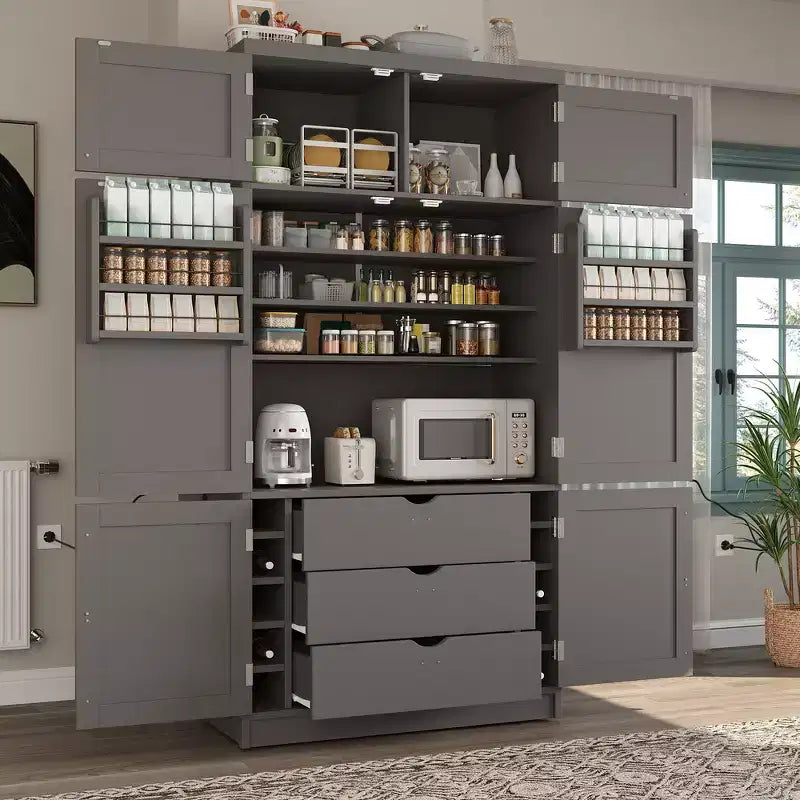 Dispensa da cucina autoportante alta 203,4 cm, buffet, armadio contenitore grande