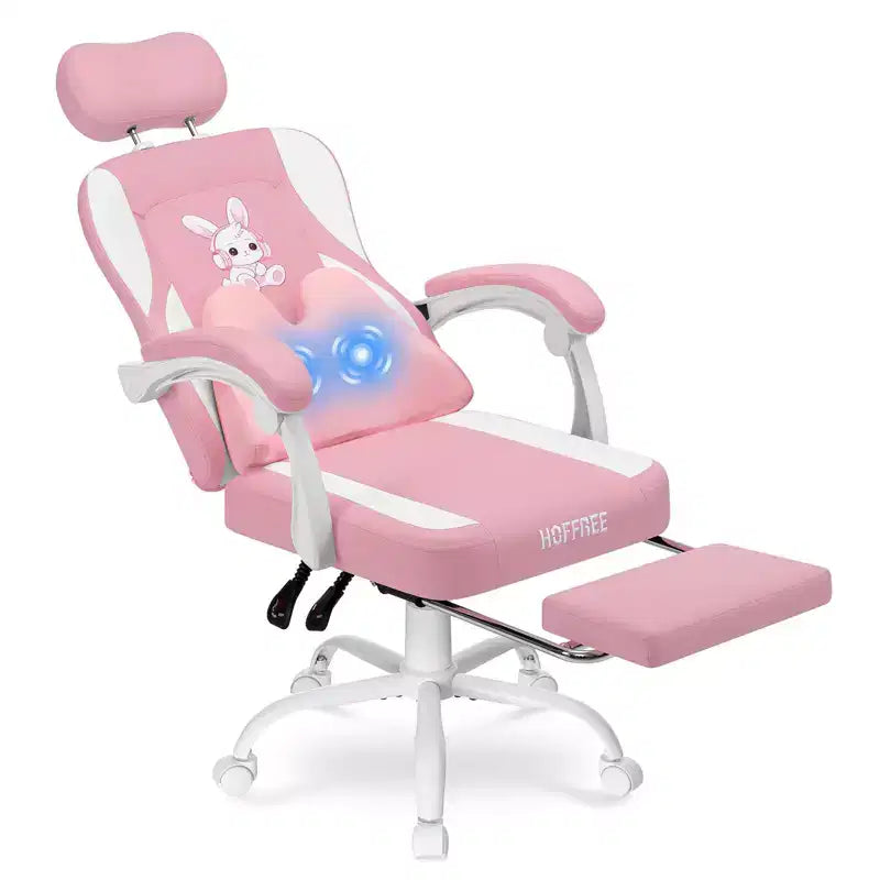 Sedia da Gaming per Bambini Bunny con Cuscino Massaggiante e Poggiapiedi