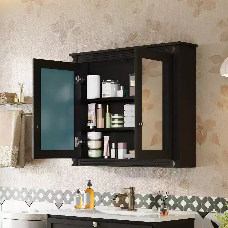 Mobiletto da bagno pensile Peng con 2 specchi