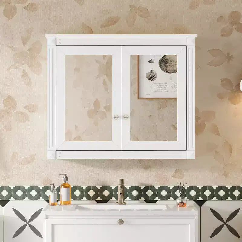 Mobiletto da bagno pensile Peng con 2 specchi