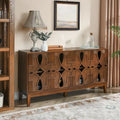 Madia Credenza Mid-Century Moderna con Contenitore, Armadietto con 4 Ante e Scaffali Regolabili