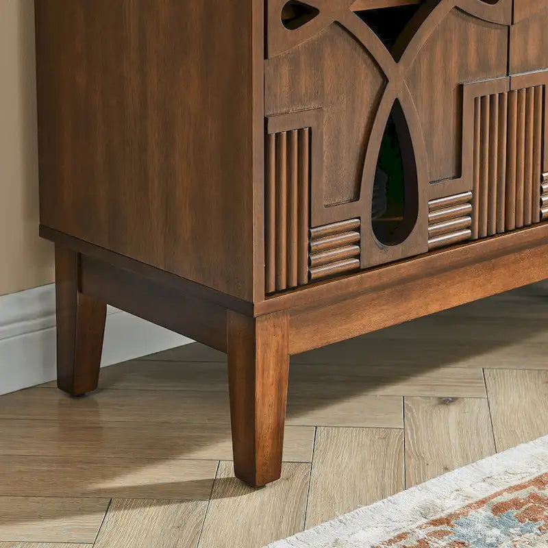 Madia Credenza Mid-Century Moderna con Contenitore, Armadietto con 4 Ante e Scaffali Regolabili