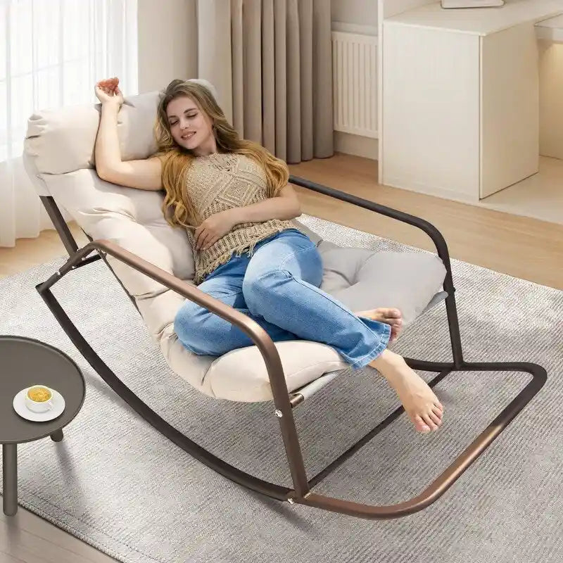 Sedia a dondolo reclinabile oversize da interno/esterno, 204 kg, cuscini resistenti all'acqua