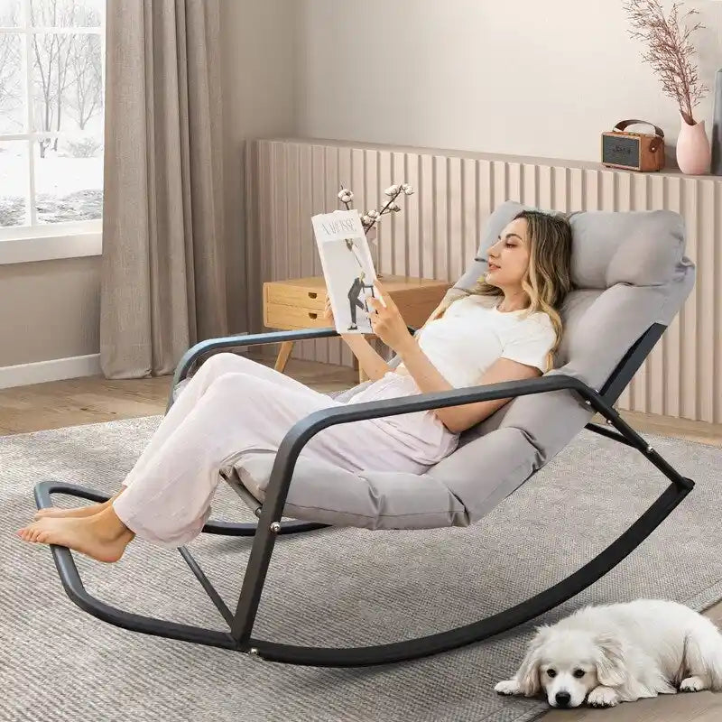 Indoor/Outdoor Oversized Rocking Lounge Chair, 450 lbs, Water-Resistant Cushions