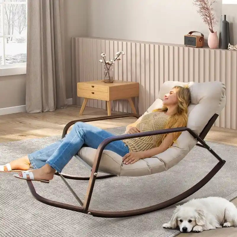 Sedia a dondolo reclinabile oversize da interno/esterno, 204 kg, cuscini resistenti all'acqua